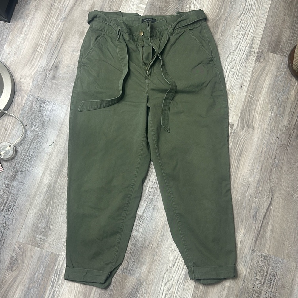Size 16 barrel/paperbag style olive green pants